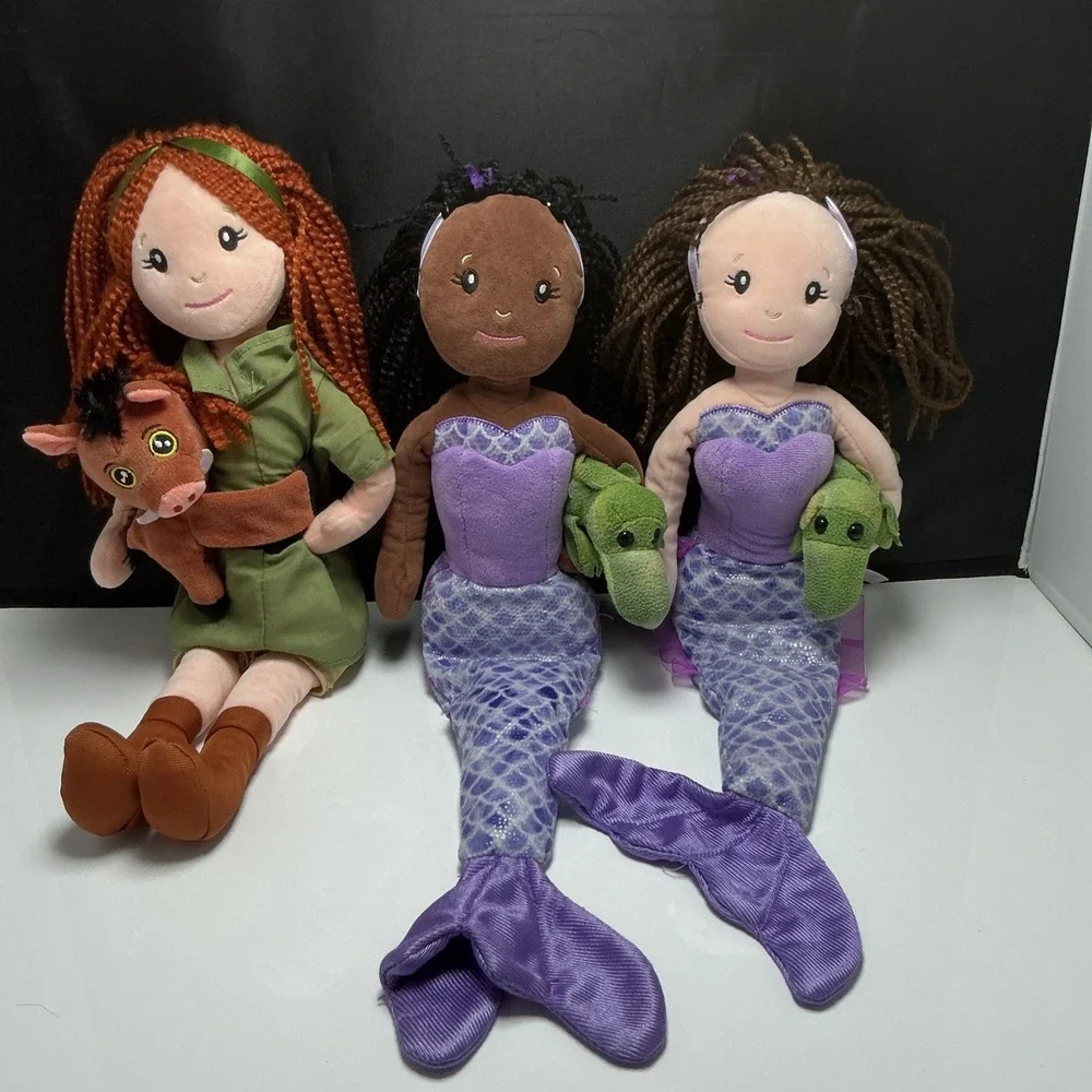 Lot of 3 The Petting Zoo Plush Rag Dolls Mermaid Zookeeper 16" Stuffed Toys - Picture 1 of 11